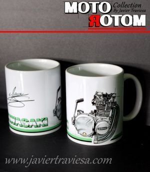 TAZA DIBUJO MOTOR KAWASAKI