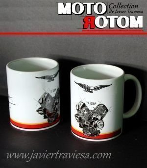 TAZA DIBUJO MOTOR MOTO GUZZI