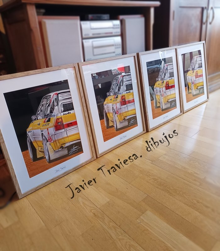 CUADRO ENMARCADO DIBUJO AUDI SPORTQUATTRO 42x52cm. - Imagen 3