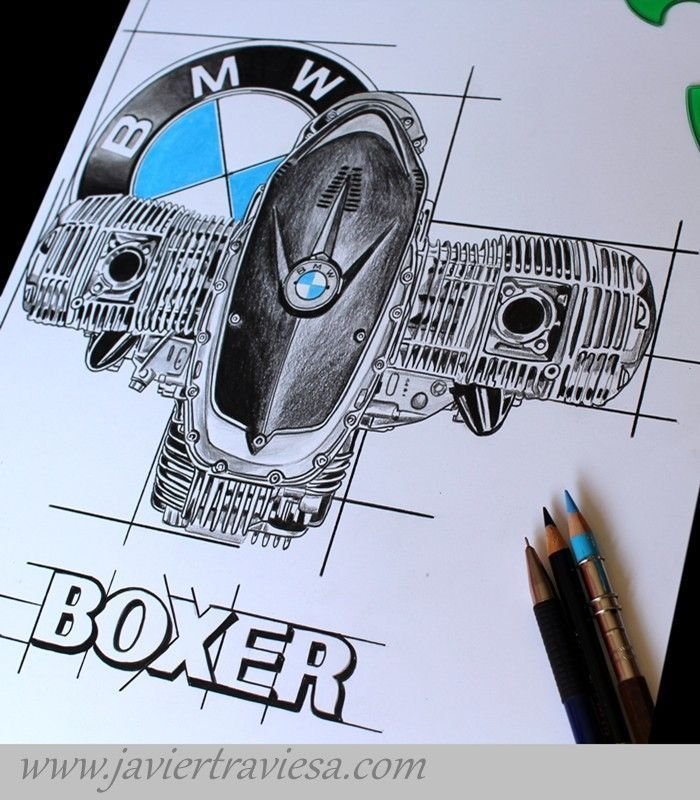 TAZA DIBUJO MOTOR BMW BOXER - Imagen 3