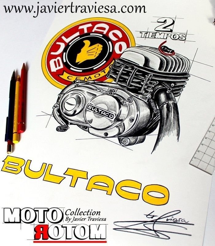 TAZA DIBUJO MOTOR BULTACO - Imagen 2