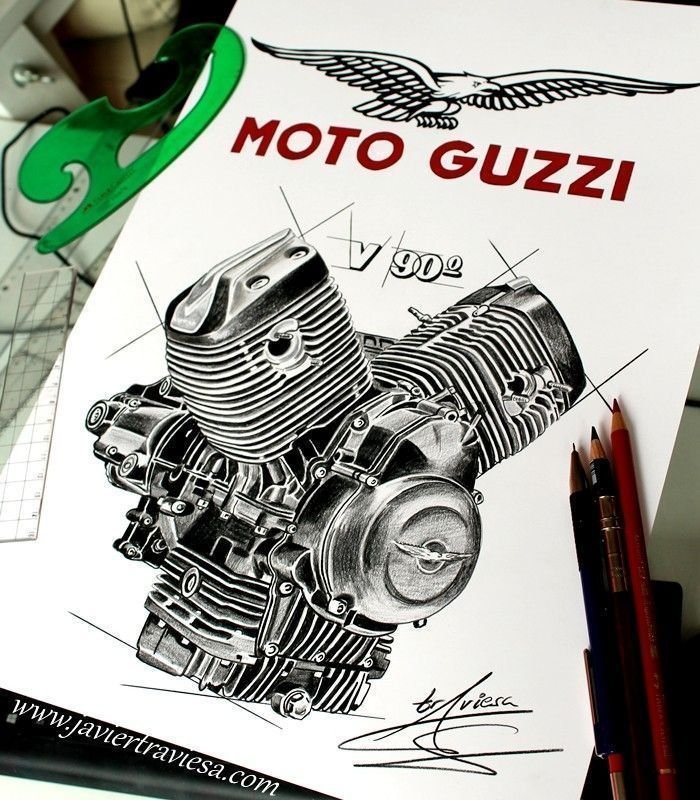 TAZA DIBUJO MOTOR MOTO GUZZI - Imagen 3