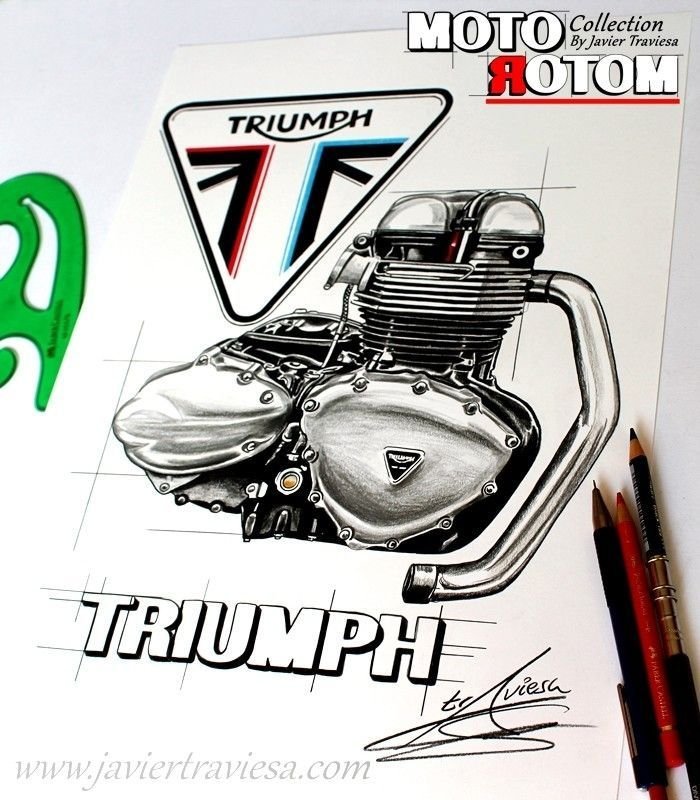 TAZA DIBUJO MOTOR TRIUMPH - Imagen 2