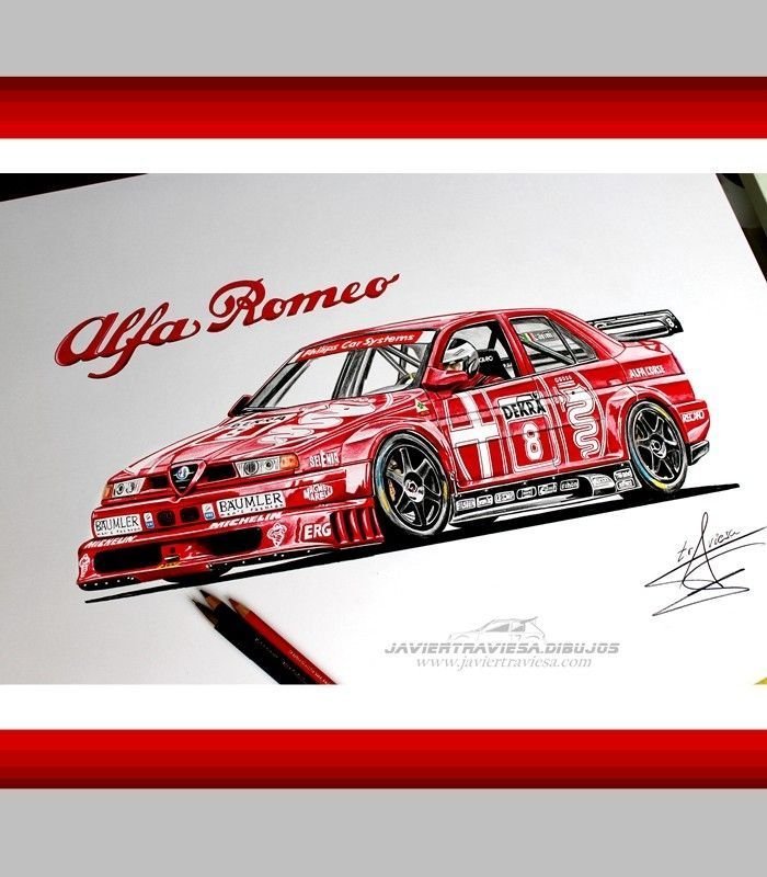 TAZA DIBUJO ALFA ROMEO 155 DTM NICOLA LARINI - Imagen 2