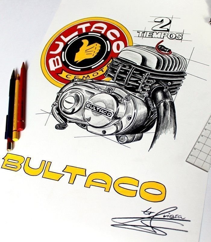 CAMISETA CON DIBUJO DE MOTOR BULTACO - Imagen 3