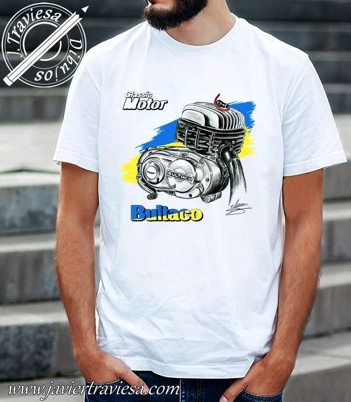 CAMISETA CON DIBUJO DE MOTOR BULTACO