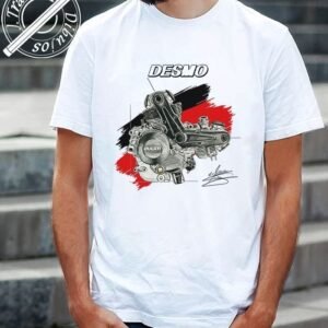 CAMISETA CON DIBUJO DE MOTOR DUCATI DESMO