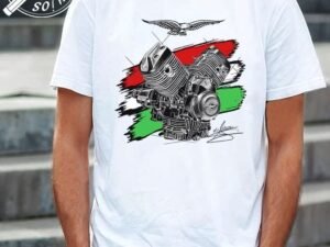 CAMISETA CON DIBUJO DE MOTOR MOTO GUZZI